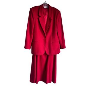 Blazer & Skirt Set 100% Wool Women's Size 14 2 Piece Vintage Holiday